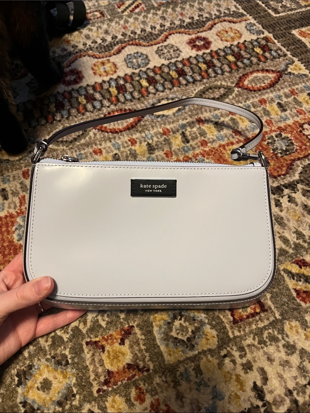 kate spade Pale Gray Leather Wristlet Clutch